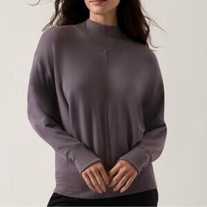 ATHLETA Purple Apollo Crew‎ Neck Pullover Sweatshirt Sweater Tencel Top Sz Small